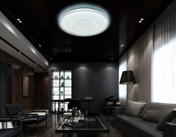 Потолочный светодиодный светильник с пультом Ambrella light Orbital Crystal FF98