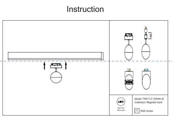 Трековый светильник 10W 4000К для магнитного шинопровода Maytoni Kiat TR017-2-10W4K-W