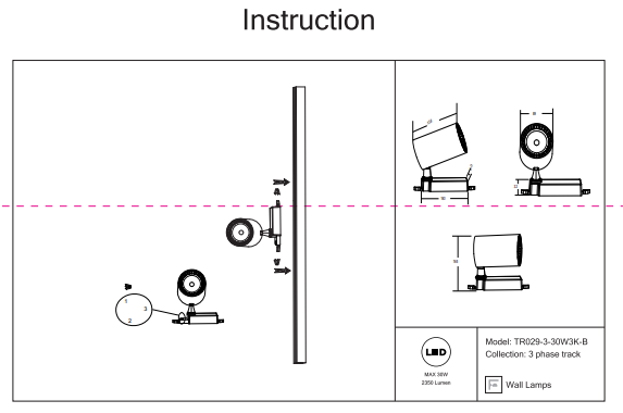 Трехфазный LED светильник 30W 3000К для трека Maytoni Vuoro TR029-3-30W3K-B