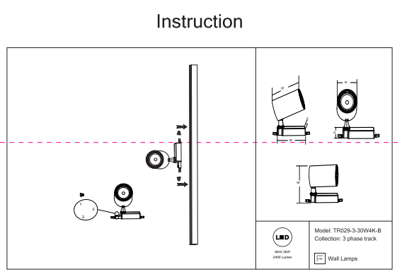 Трехфазный LED светильник 30W 4000К для трека Maytoni Vuoro TR029-3-30W4K-B