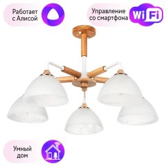 Потолочная люстра на штанге Matthew Arte Lamp с поддержкой Алиса A5032PL-5BR-A