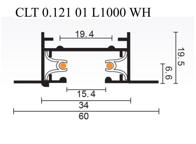 1м. Однофазный встраиваемый шинопровод Crystal Lux CLT 0.121 01 L1000 WH