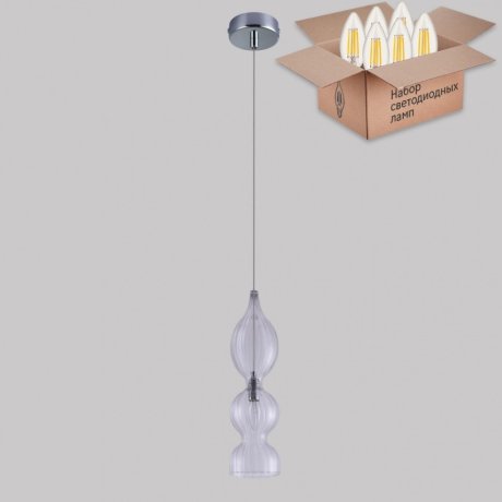 Подвесной светильник Crystal Lux с лампочкой Iris SP1 B Transparent+Lamps E14 Свеча