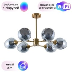 Люстра на штанге Arte Lamp Yuka Smoky с поддержкой Маруся A7759PL-6PB-М