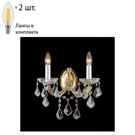 Бра Crystal Lux с лампочками Tesoro AP2+Lamps E14 Свеча