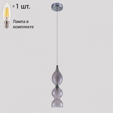 Подвесной светильник Crystal Lux с лампочкой Iris SP1 B Smoke+Lamps E14 Свеча