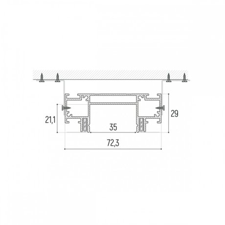 2м. Интрудер (профиль) для встраивания однофазного трека в натяжной потолок SLOTT Novotech 135192