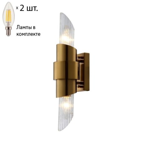 Бра Crystal Lux с лампочками JUSTO AP2 BRASS+Lamps E14 Свеча