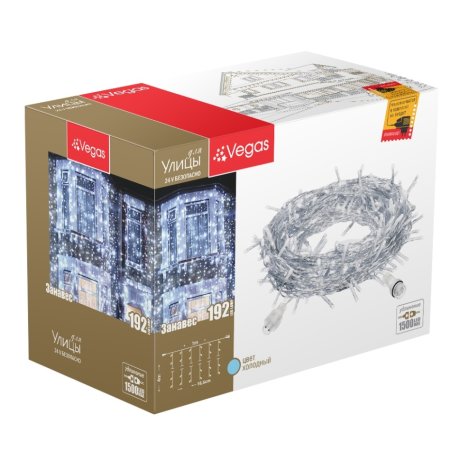1*4м. Электрогирлянда-конструктор ''Занавес'' 192LED (холодный) IP44 Vegas 55025