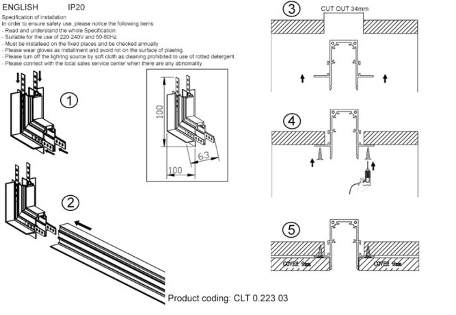Внешний соединитель угловой для встраиваемого магнитного шинопровода Space Crystal Lux CLT 0.113 CLT 0.223 03 BL