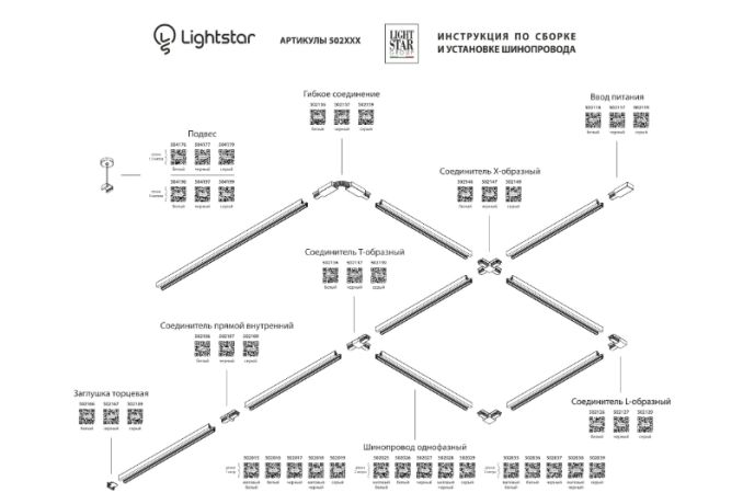 1м Однофазный шинопровод Barra Lightstar 502015