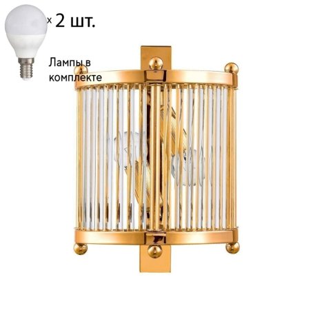 Бра Crystal Lux с лампочками TADEO AP2 GOLD/TRANSPARENTE+Lamps E14 P45