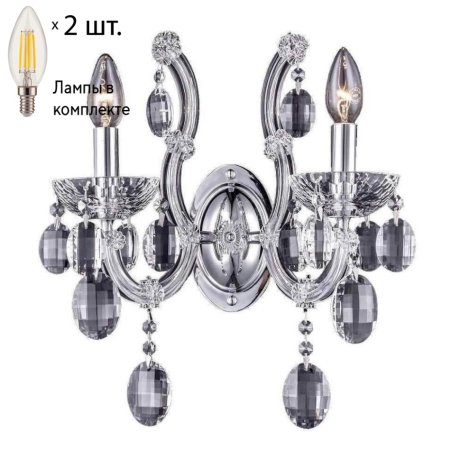 Бра Crystal Lux с лампочками Hollywood AP2 Chrome+Lamps E14 Свеча