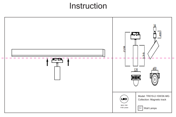 Трековый светильник 13W 3000К для магнитного шинопровода Maytoni Focus LED TR019-2-10W3K-MG