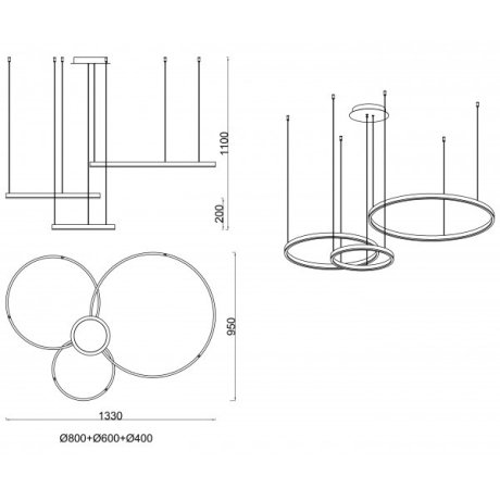 Подвесная диммируемая люстра с пультом ДУ Kink Light Тор 08223,33P(3000K) (18131)
