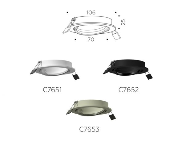 Корпус светильника встраиваемый поворотный для насадок D70mm Ambrella light Diy Spot C7653