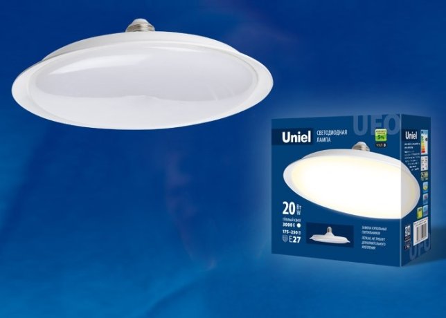Лампа светодиодная (UL-00004570) Uniel E27 20W 3000K матовая LED-U165-20W/3000K/E27/FR PLU01WH