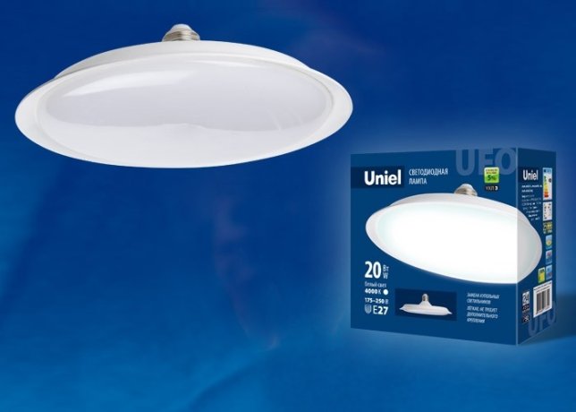 Лампа светодиодная (UL-00004572) Uniel E27 20W 6500K матовая LED-U165-20W/6500K/E27/FR PLU01WH