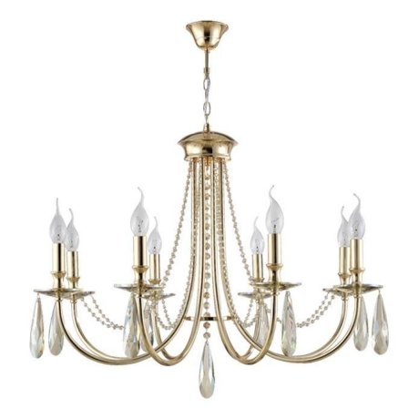 Подвесная люстра Crystal Lux с лампочками VICTORIA SP8 GOLD/AMBER+Lamps E14 Свеча