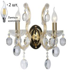 Бра Crystal Lux с лампочками Hollywood AP2 Gold+Lamps E14 Свеча