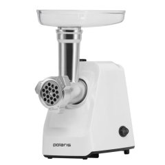 Мясорубка POLARIS PMG 1852, 1800 Вт, производительность 2 кг/мин, 2 насадки, реверс, белый, 61222 (456730)