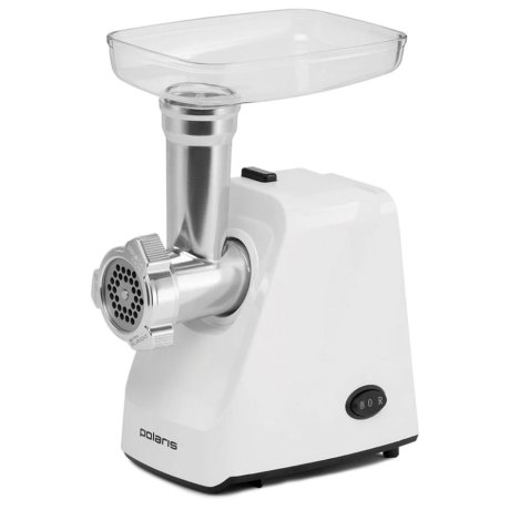 Мясорубка POLARIS PMG 1852, 1800 Вт, производительность 2 кг/мин, 2 насадки, реверс, белый, 61222 (456730)