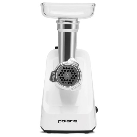 Мясорубка POLARIS PMG 1852, 1800 Вт, производительность 2 кг/мин, 2 насадки, реверс, белый, 61222 (456730)