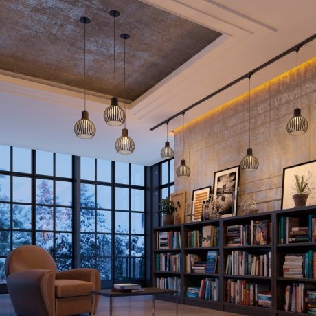 Однофазный светильник на подвесе для трека Novotech Zelle  с лампочкой 370425+Lamps E27 P45