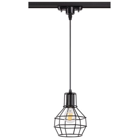 Однофазный светильник на подвесе для трека Novotech Zelle с лампочкой 370423+Lamps E27 P45