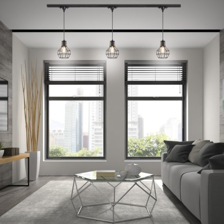 Однофазный светильник на подвесе для трека Novotech Zelle с лампочкой 370423+Lamps E27 P45