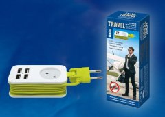 Сетевой удлинитель + зарядное устройство Uniel Travel S-CT1-1,5U WHITE/GREEN (UL-00003331)