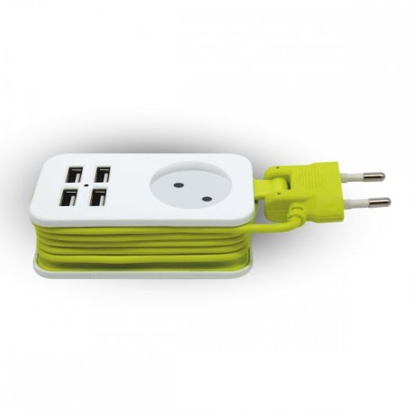 Сетевой удлинитель + зарядное устройство Uniel Travel S-CT1-1,5U WHITE/GREEN (UL-00003331)