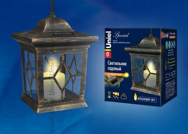 Подвесной светильник на солнечных батареях (10227) Uniel USL-S-180/PT220 Bronze lantern
