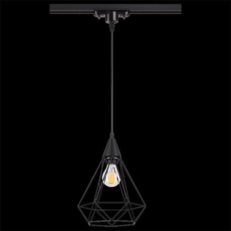 Однофазный светильник на подвесе для трека Novotech Zelle с лампочкой 370421+Lamps E27 P45
