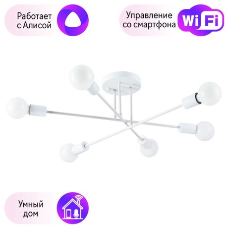 Потолочная люстра Arte Lamp Alastor с поддержкой Алиса A5435PL-6WH-A