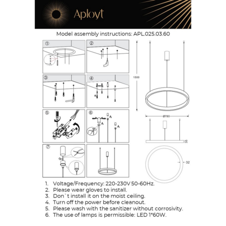 Подвесной светодиодный светильник Aployt Nisia APL.025.03.60