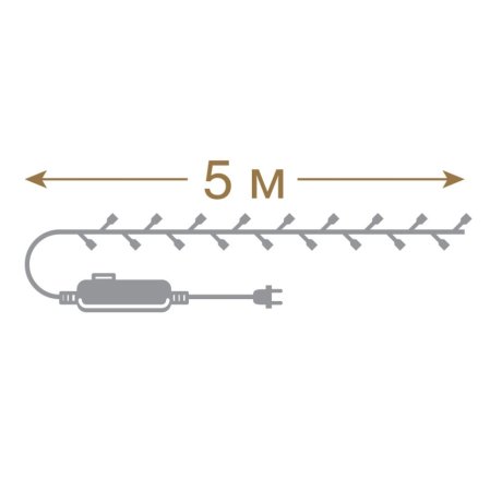 5м. Электрогирлянда ''Нить'' с контроллером (холодный) 50LED IP20 Vegas 55060