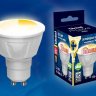 Лампа светодиодная диммируемая (UL-00003990) Uniel GU10 6W 3000K матовая LED-JCDR 6W/WW/GU10/FR/DIM PLP01WH