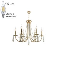 Подвесная люстра Crystal Lux с лампочками VICTORIA SP6 GOLD/AMBER+Lamps E14 Свеча