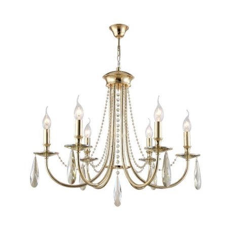 Подвесная люстра Crystal Lux с лампочками VICTORIA SP6 GOLD/AMBER+Lamps E14 Свеча