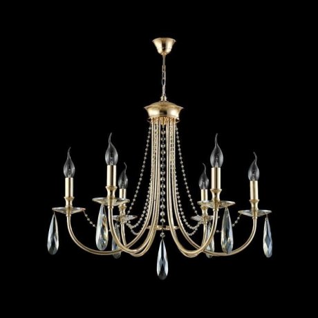 Подвесная люстра Crystal Lux с лампочками VICTORIA SP6 GOLD/AMBER+Lamps E14 Свеча