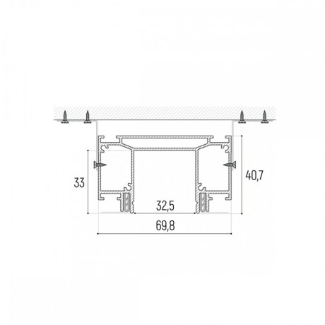 2м. Интрудер (профиль) для встраивания трёхфазного трека в натяжной потолок SLOTT Novotech  135190