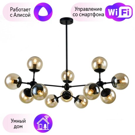 Люстра на штанге Arte Lamp с поддержкой Алиса A1664SP-12BK-A