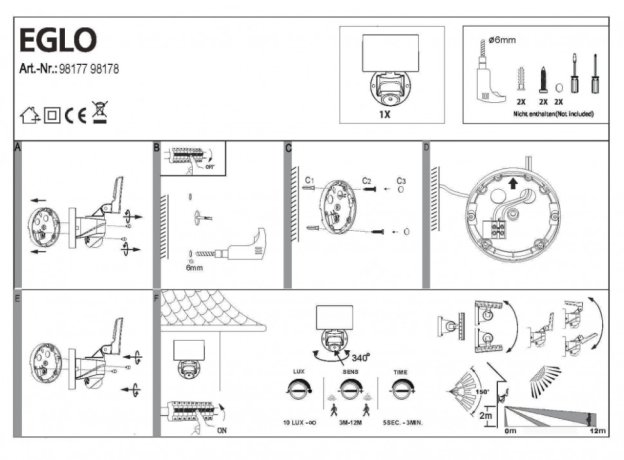 Уличный настенный светодиодный светильник Eglo Pagino 98178