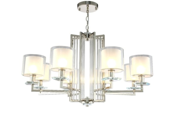 Подвесная люстра Crystal Lux NICOLAS SP-PL8 NICKEL/WHITE