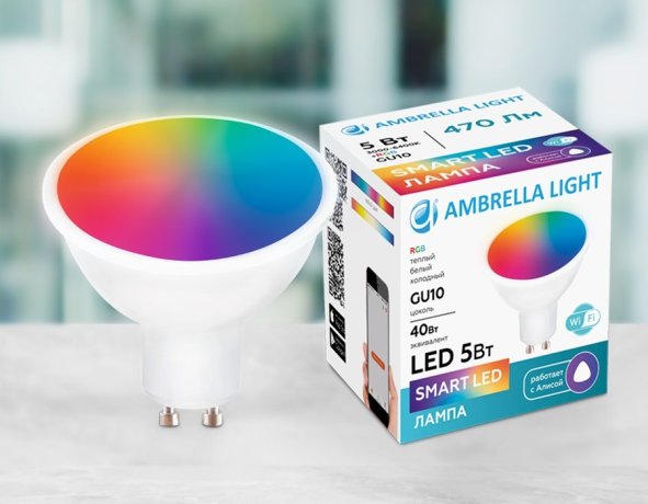 Светодиодная лампа LED MR16 5W+RGB 3000K-6400K (теплый, белый, дневной) Smart Ambrella light Bulbing (207500)