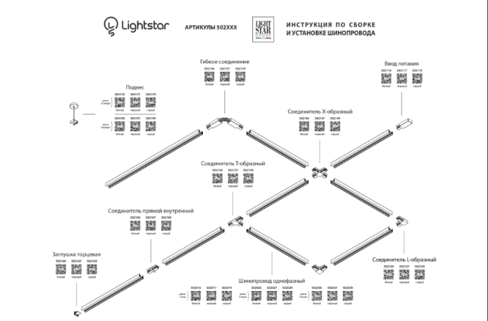 Коннектор L-образный Lightstar Barra 502126