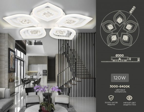 Потолочная диммируемая люстра с пультом ДУ Ambrella light Original FA4292