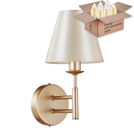 Бра Crystal Lux с лампочкой FLAVIO AP1 GOLD+Lamps E14 Свеча