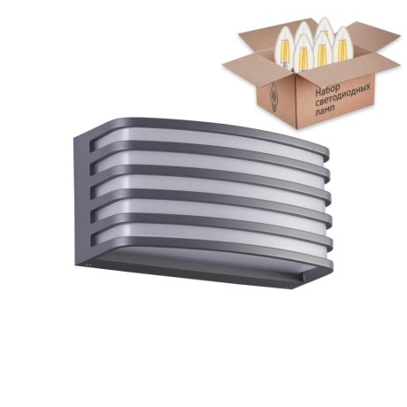 Уличный настенный светильник Novotech Zebra с лампочкой 370638+Lamps E27 Свеча